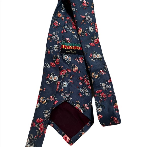 TANGO x MAX RAAB Vintage Blue & Pink Floral Cotton Tie - Picture 4 of 4